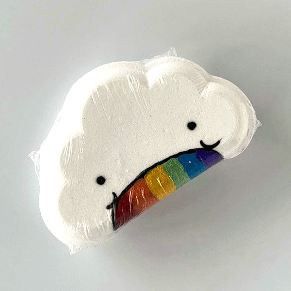 Hand-painted Rainbow Bath Bomb Cloud - Bursting with Colorful Delights