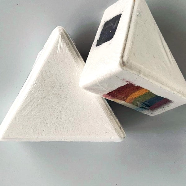 Pink Floyd Inspired Bath Bomb - White triangle prism bath bomb
