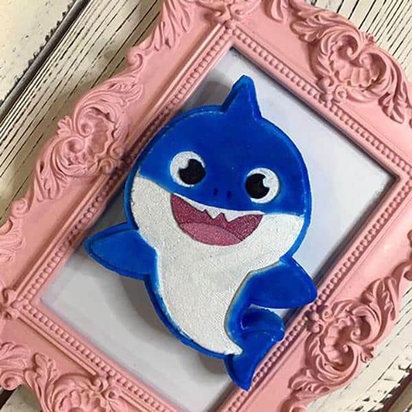 Blue shark shaped bath bomb