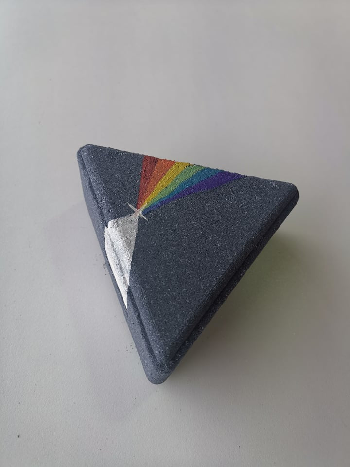 Rainbow Prism Bath Bomb - Hand painted black triangle prism