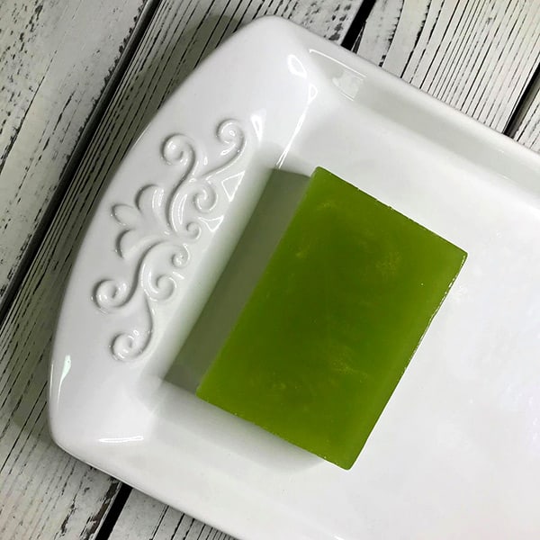 Translucent green tea soap bar for refreshing and nourishing skincare
