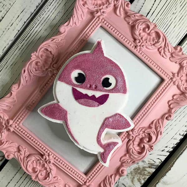 Pink shark shaped bath bomb