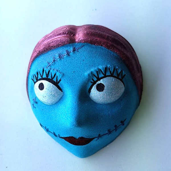Stitched doll Halloween bath bomb with colourful patchwork details