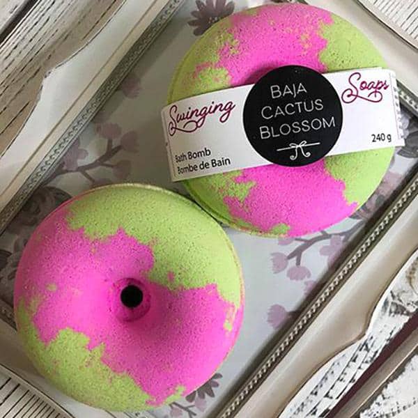 Bath Bomb - Baja Cactus Blossom Donut - Vibrant colors, tropical scent