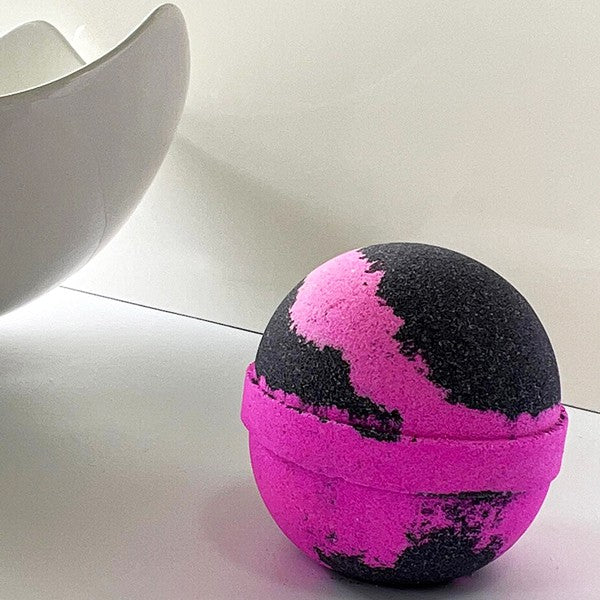 Enchanting Black Chamomile Bath Bomb, a soothing purple paradise.